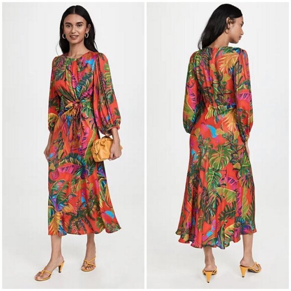 💕FARM RIO💕 Urban Jungle Midi Dress ~ XS NWT - Picture 4 of 16